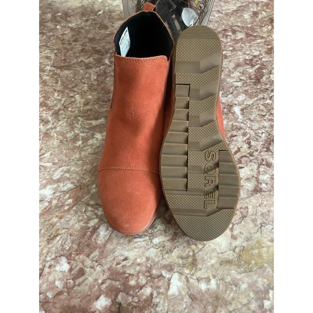 New Sorel Evie Women's Pull-On Suede Leather Wedge Ankle Booties Size 11, $159